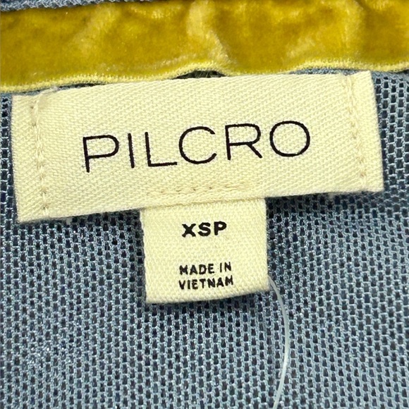 Anthropology Pilcro Shimmering Blue Buttondown Tunic Style Sequin Shirt Size XSP - Picture 11 of 15